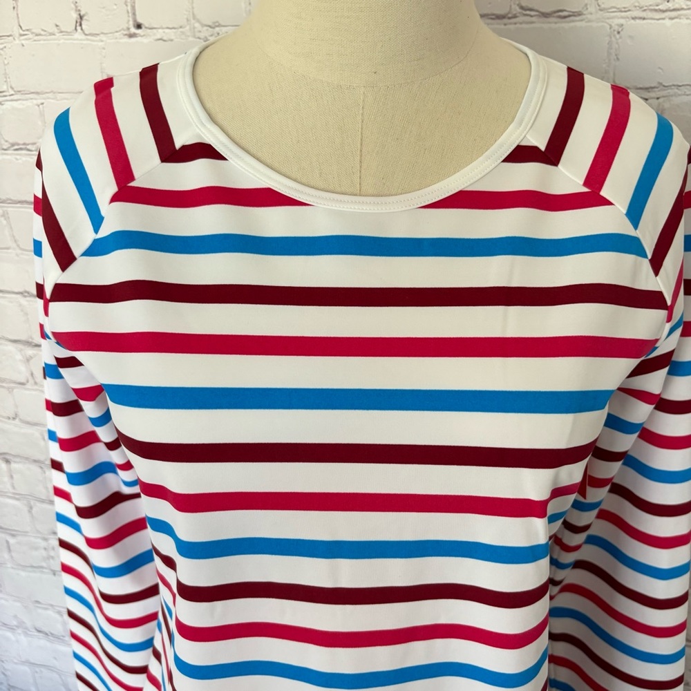 SPANX Long Sleeve Ocean Stripe Hibuscus Swim Shirt--NWT--M - Picture 3 of 14